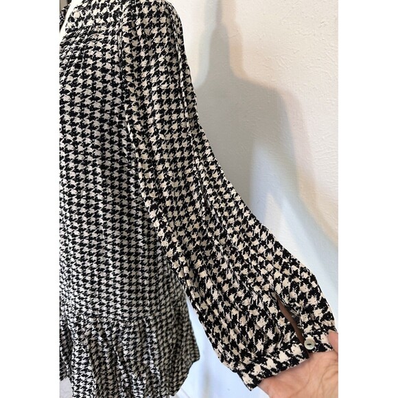 Anthropologie Maeve Size S Sterling Houndstooth Tunic Dress Ballon Sleeve Boho - Picture 8 of 16